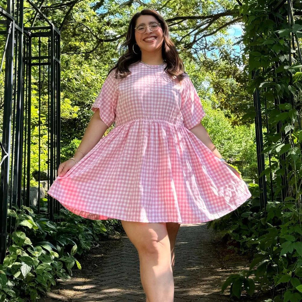 Shiny by Nature Gingham Dress - Cherry Blossom
